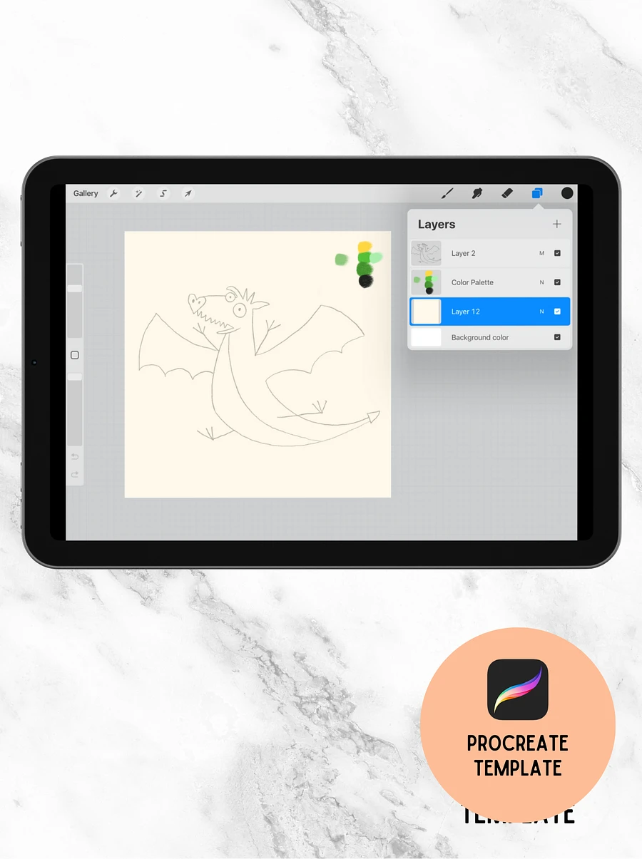 Dragon Procreate Template + Coloring Page product image (2)