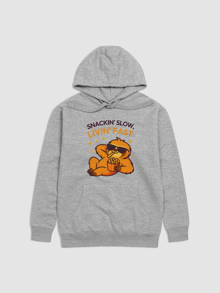 Snackin' Slow, Livin' Fast – Funny Fries Sloth Hoodie | Sloths Having Snacks Collection product image (1)