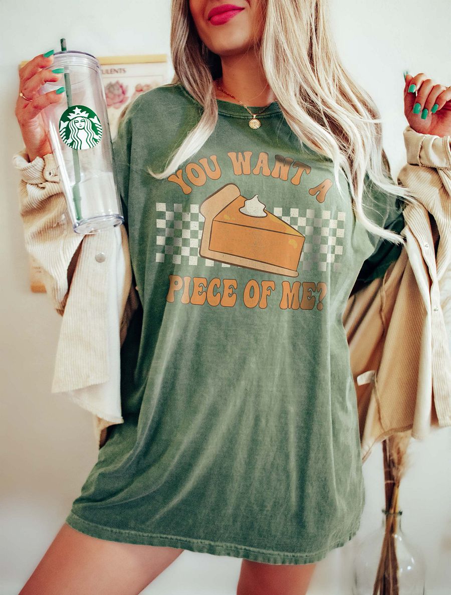 You Want a Piece of Me Pumpkin Pie Checkerboard T-Shirt | Funny Fall and Halloween T-Shirt product image (10)