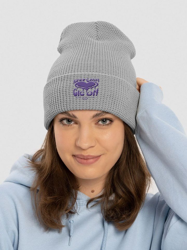 Keep Calm, Gig On Side-Gig Club Waffle Knit Beanie in Purple product image (1)