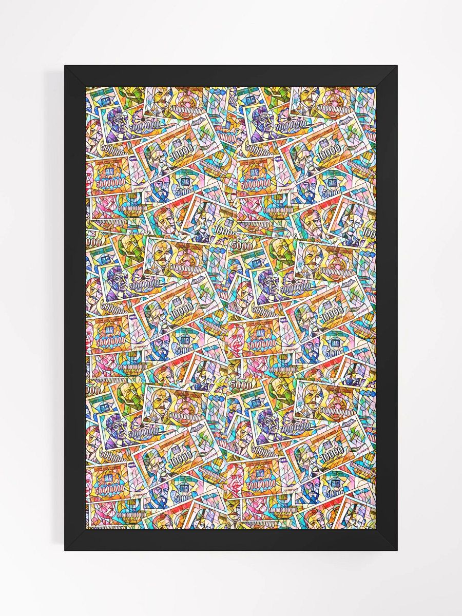 Jugoslovenski inflatorni dinar 1993 (Kolaž/mozaik) Framed High-Quality Matte Poster (in) product image (1)
