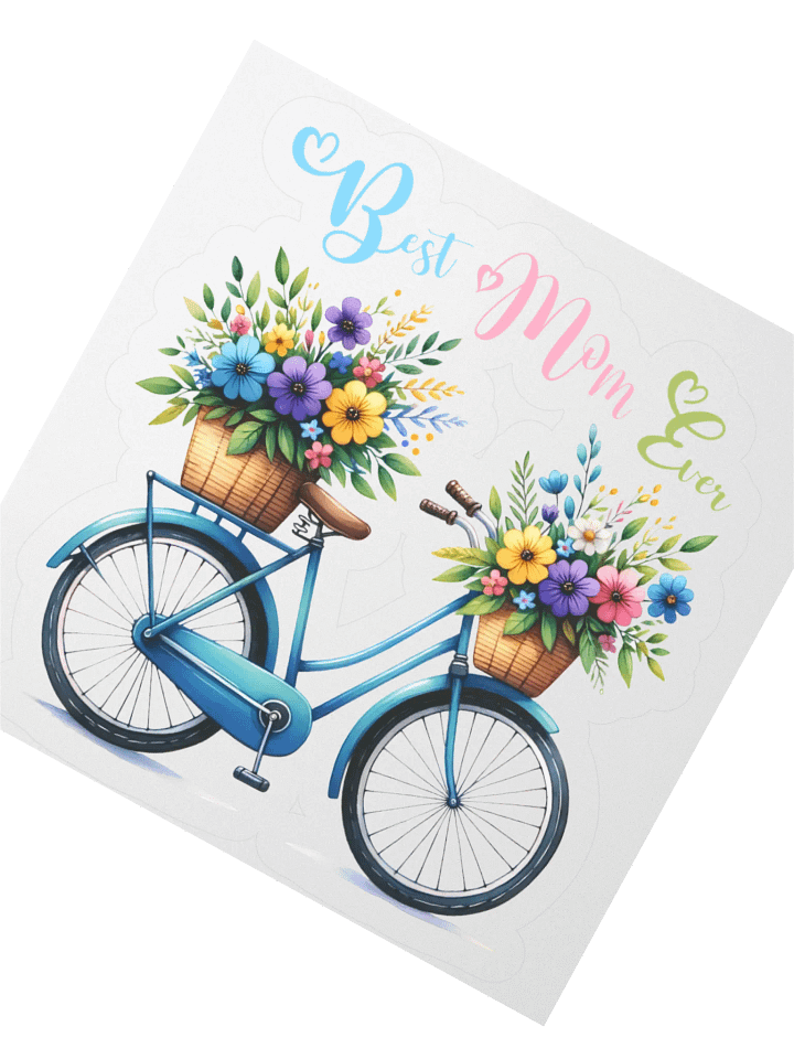 Best Mom Ever Bicycle with Flowers Sticker product image (4)