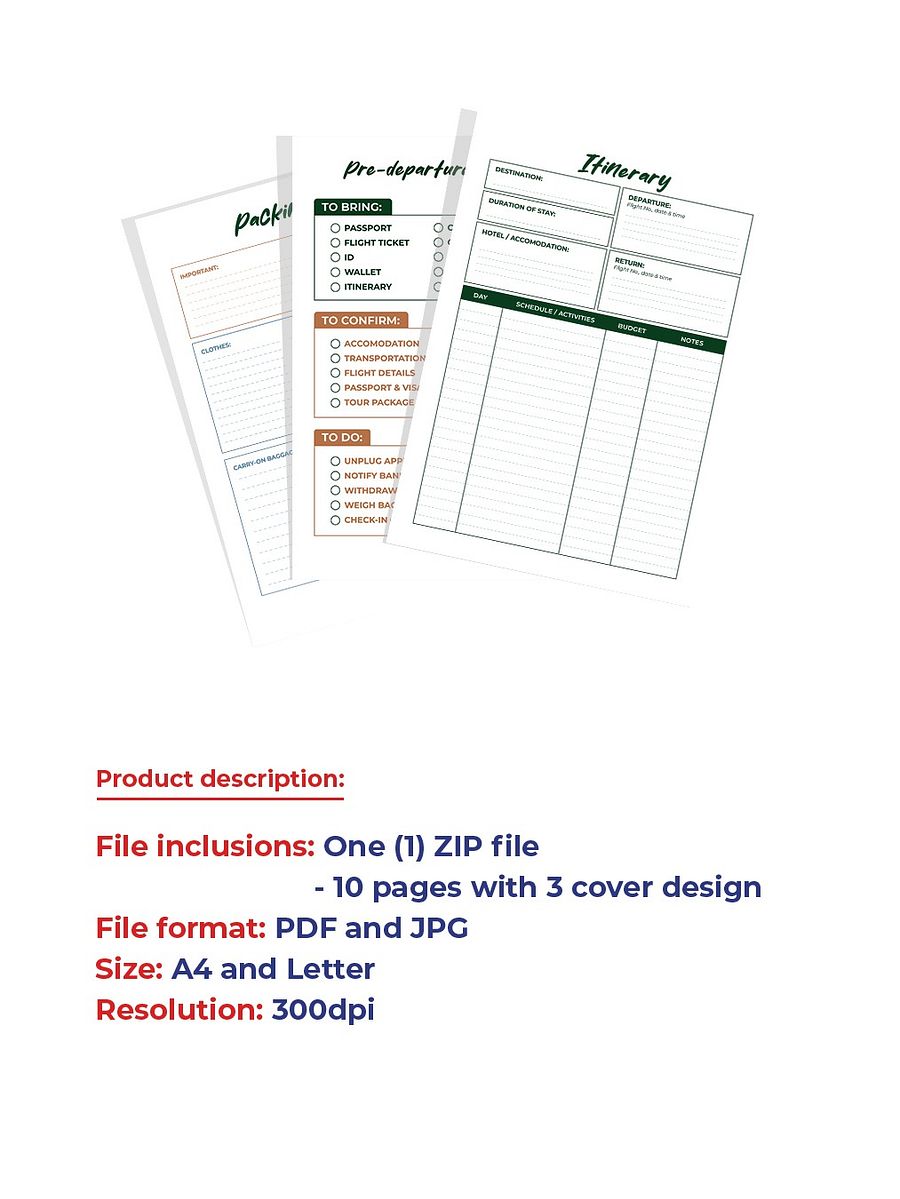 Simple Travel Planner (Printable) - Instant Download product image (6)