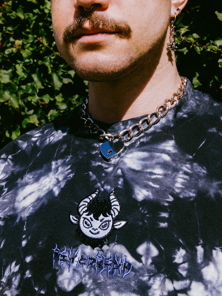 Oversized Dark Tie-Dye Embroidered Logo + Text Shirt product image (2)
