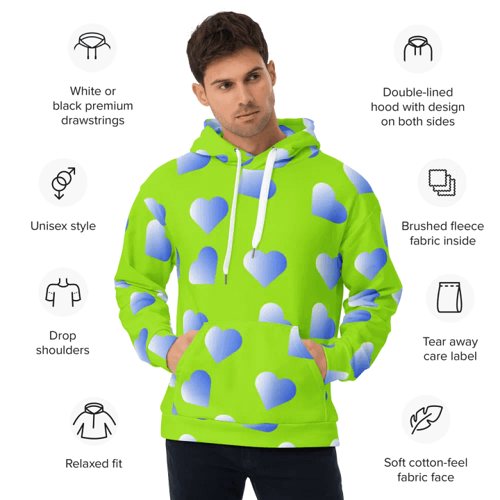 Love Pattern 2 Unisex All Over Print Pull On Hoodie product image (2)