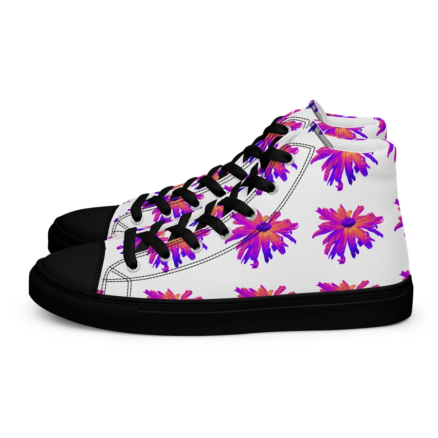 Abstract Pink Floating Daisy Flower Women's Black Toe High Top Canvas Shoes product image (1)