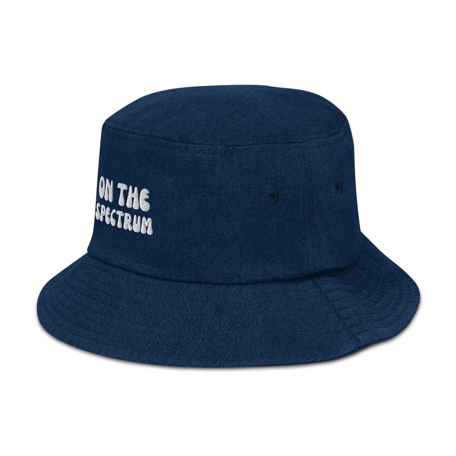 ON THE SPECTRUM (white) groovy design embroidered denim bucket hat product image (24)