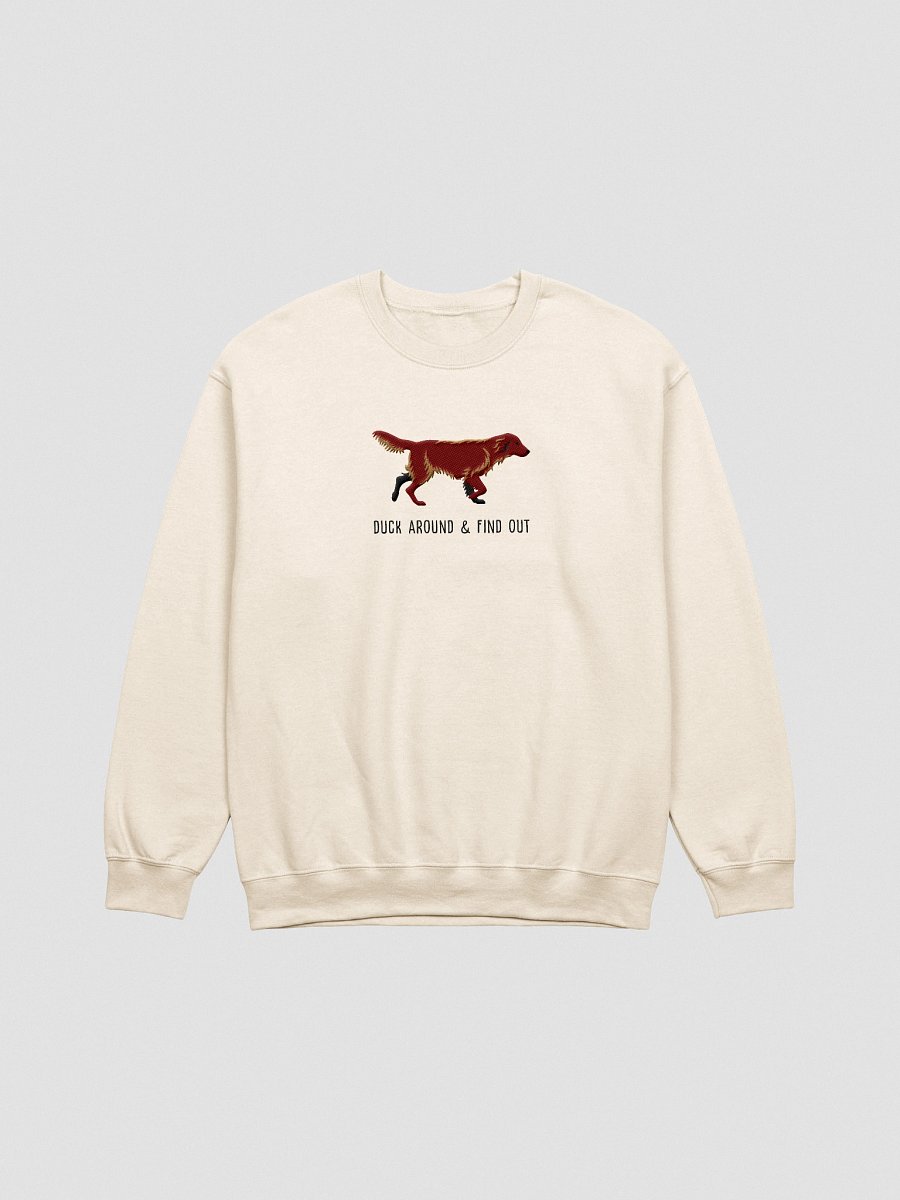 Duck Around and Find Out Sweatshirt (Embroidered) of a Flat Coated Retriever(Chocolate) product image (1)