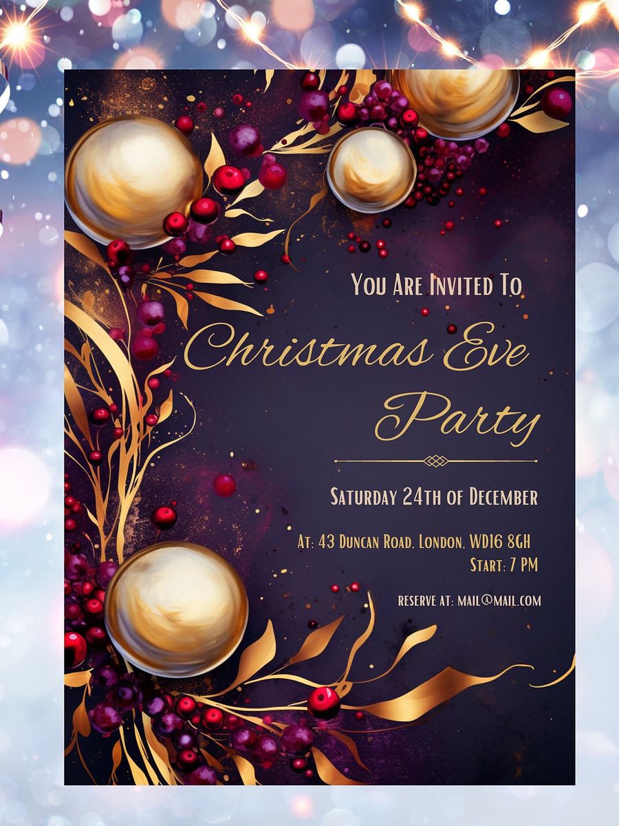 Christmas & New Year Purple and Gold Party Invitation | Editable in Canva | Christmas Party Printable Template | Holiday Invitation | Canva product image (4)