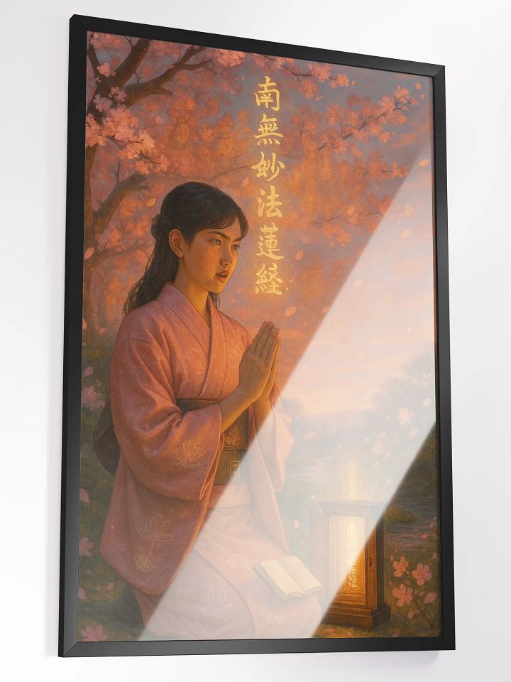 Chanting Gongyo Beneath the Blossoms – Nichiren Buddhist Wall Art product image (1)