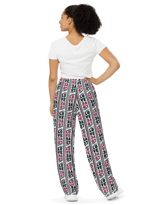 Pure Love Stripes on light green - Unisex Wide-Leg Pants product image (7)