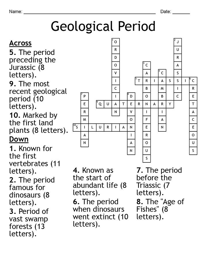 Geological Period Crossword Puzzle product image (2)