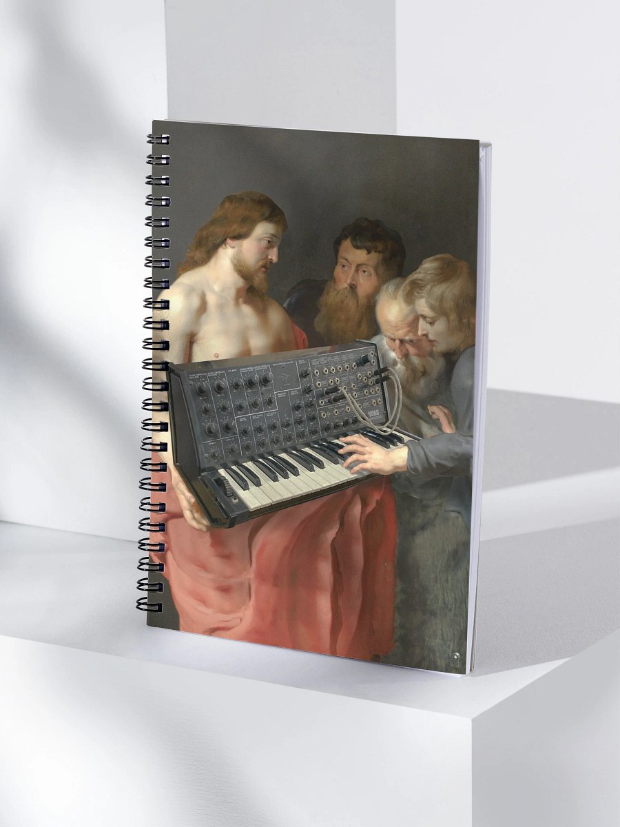 He died for our synths, by Frank Fonik (Japanese Korg MS 20) Spiral Notebook product image (4)