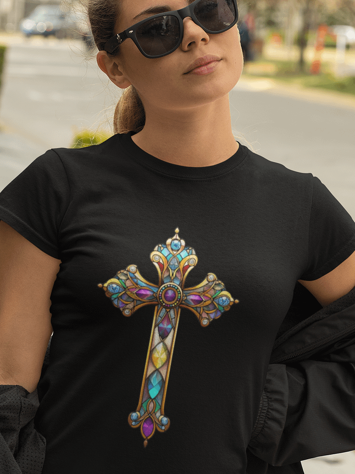 "Stained Glass Cross" Elegance T-Shirt product image (1)