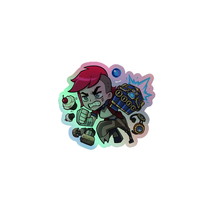 Crazy Pink Hair Girl Holo Sticker product image (1)