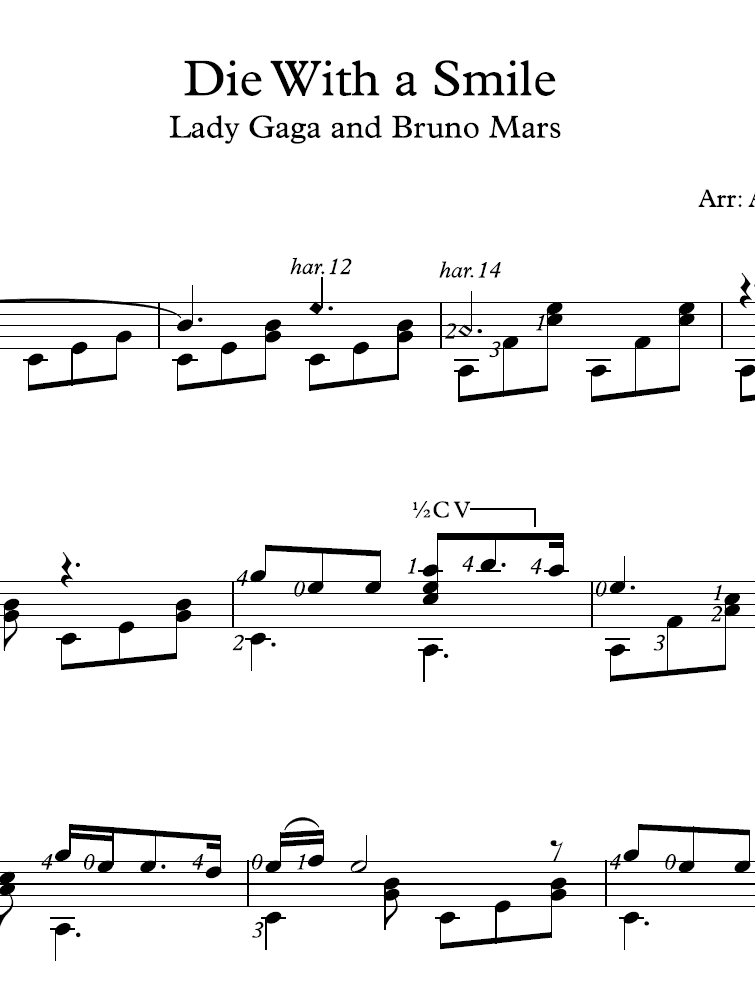 Die With A Smile - - Bruno Mars and Lady Gaga product image (3)