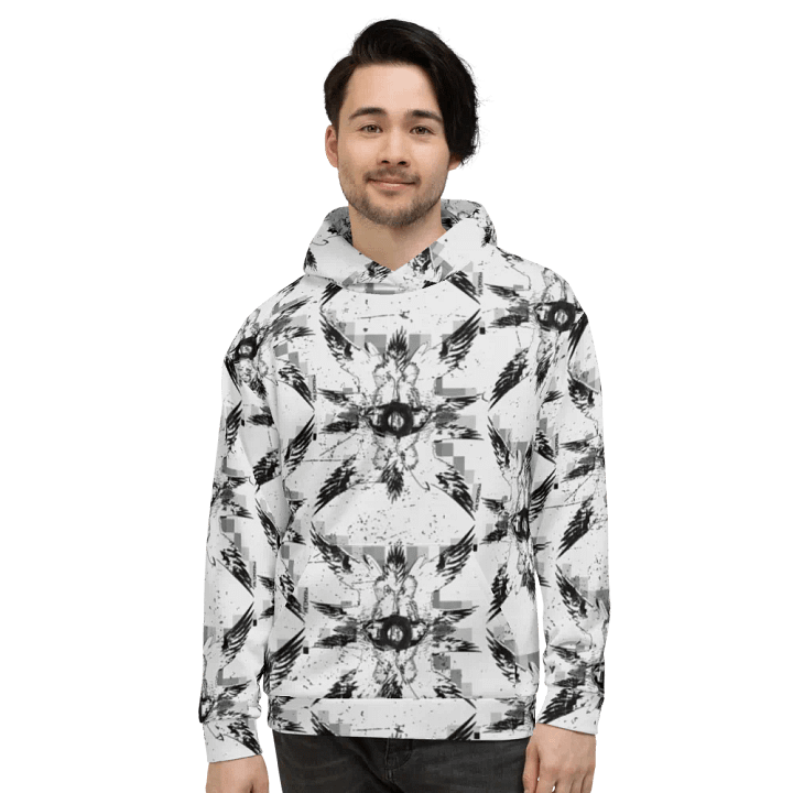 Black Glitched Seraphim Angel AOP Hoodie product image (2)