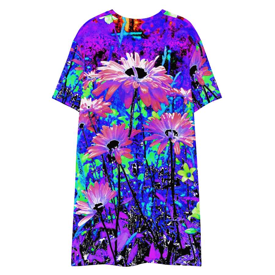 Abstract Surreal Daises in the Garden Ladies T Shirt Dress product image (7)