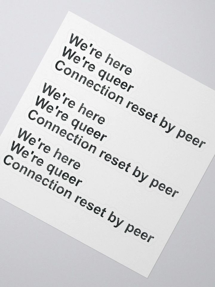 We're Here, We're Queer, Connection Reset By Peer (sticker) product image (2)
