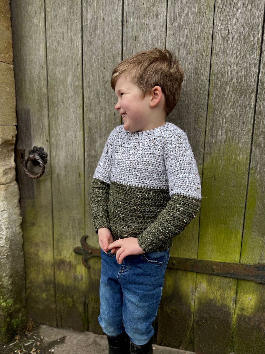 CROCHET PATTERN & VIDEO/ Easy Tweedy Beginner Crochet Sweater Pattern, Child Sizes baby to age 10, Pdf product image (6)