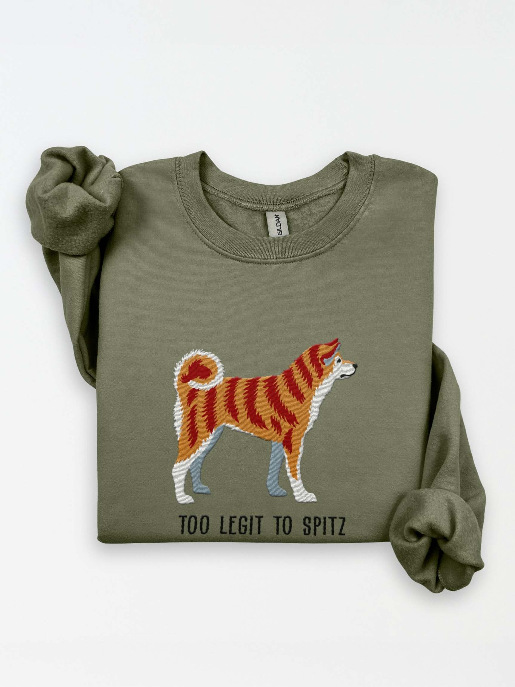 Too Legit to Spitz Sweatshirt (Embroidered) of a Japanese Akita Inu(Brindle) product image (1)