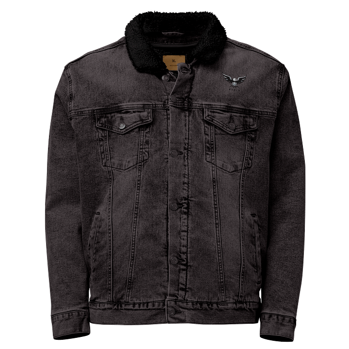 Eagle Unisex Sherpa Denim Jacket - Black & Light Denim, Bold Design, Heavyweight product image (1)