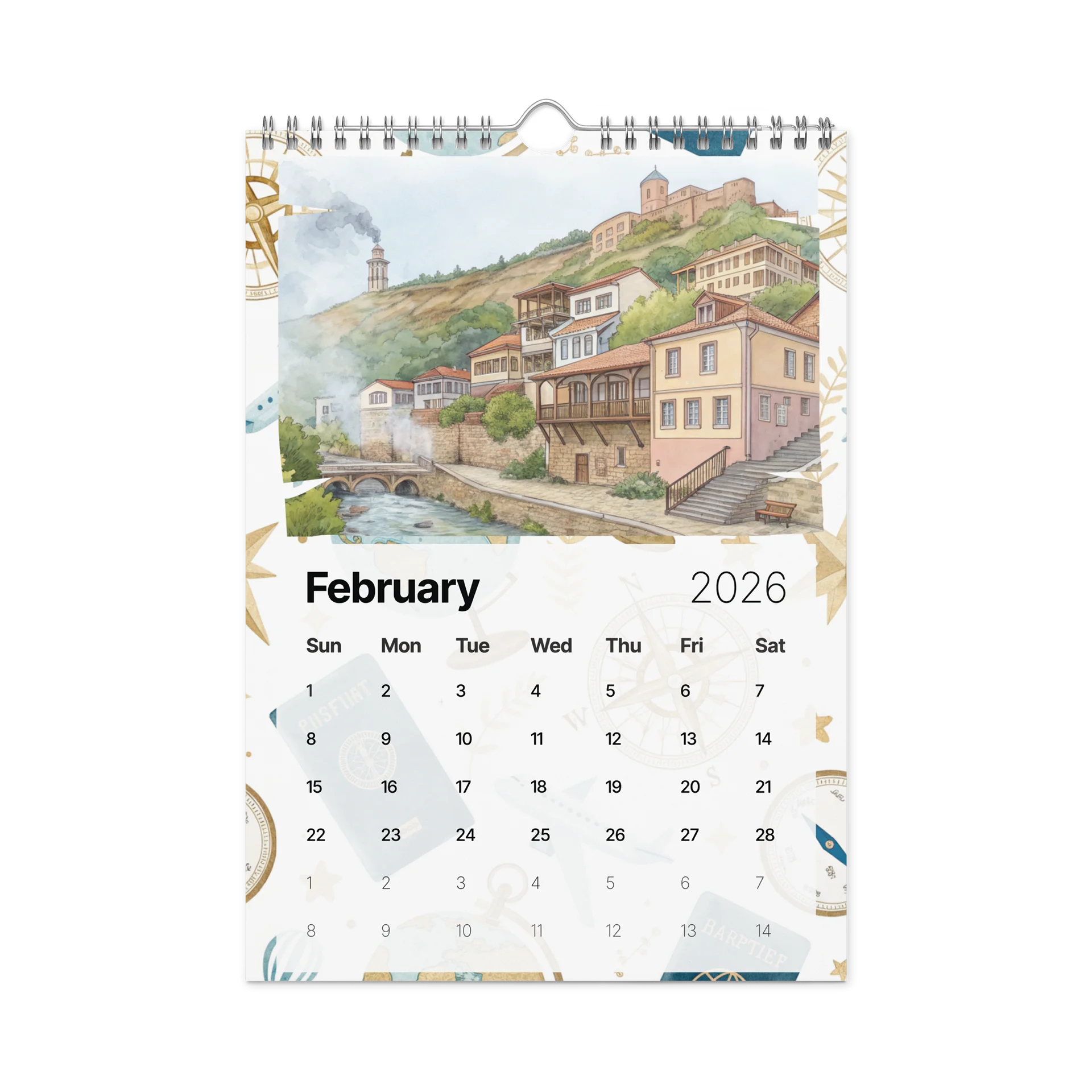 World Capitals Wall Calendar 2026 – Watercolor Journey Through 12 Hidden Gems Around the Globe product image (5)