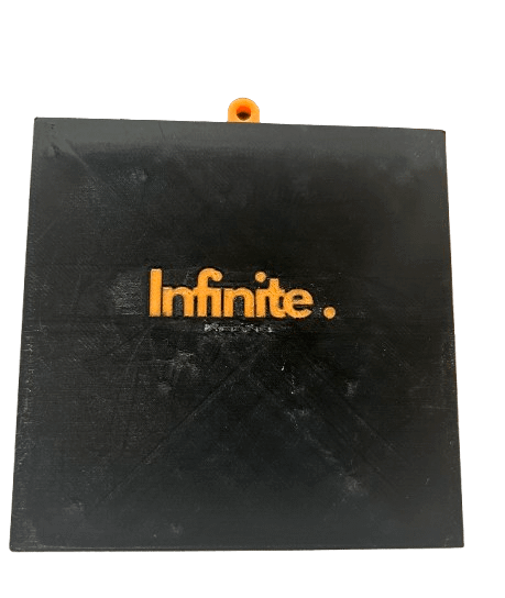 Infinite Prints Logo Keychain | Large | Orange, Black, White product image (1)