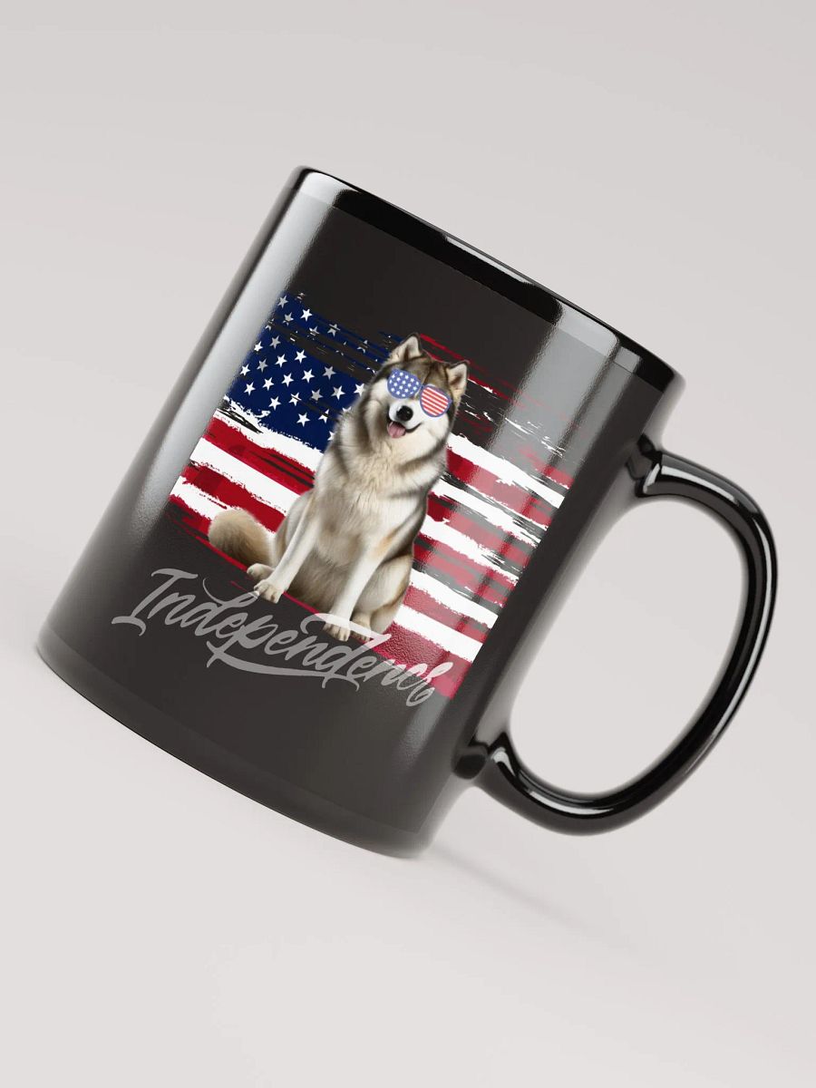 Alaskan Malamute American Flag Independence Black Glossy Mug product image (7)