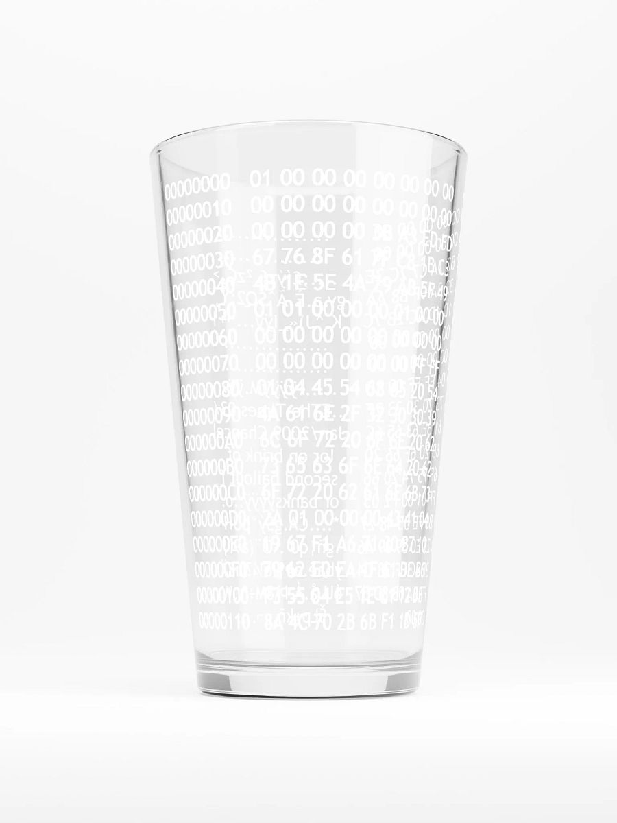 Bitcoin Genesis Block Hex Beer Glass product image (2)