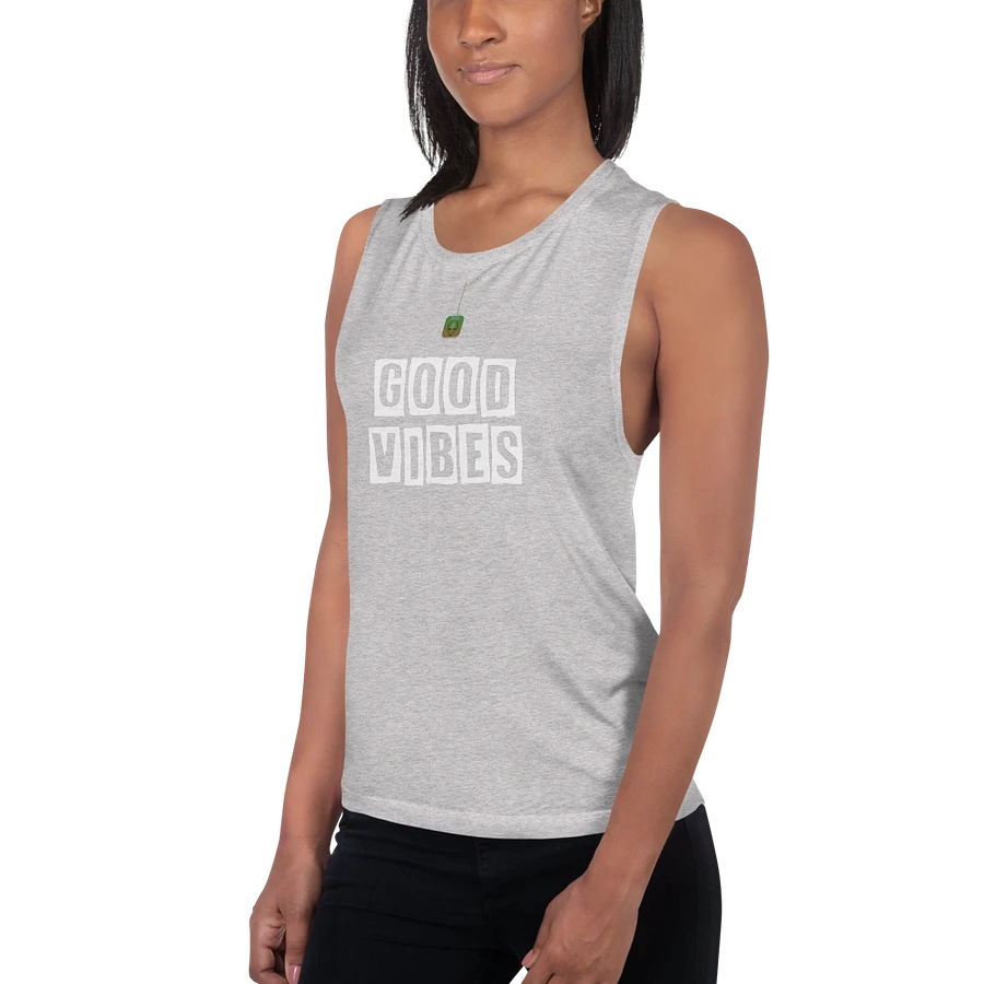 Good Vibes Ladies Vest Top White Lettering product image (14)