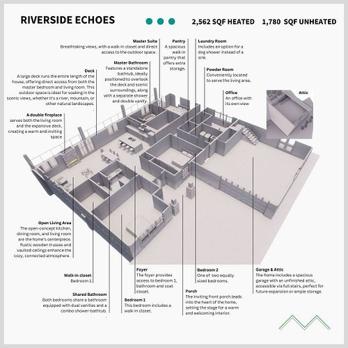 Riverside Echoes offers the perfect blend of rustic charm and modern comfort. Designed for scenic views, this cottage feature...