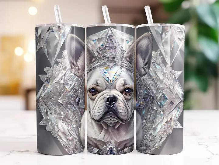 Crystal French Bulldog 20 oz Skinny Stainless Steel Tumbler product image (2)