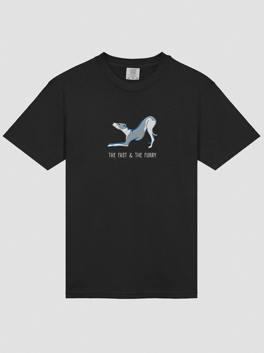 The Fast & The Furry T-Shirt(Embroidered) of an Italian Greyhound(Blue & White) product image (16)
