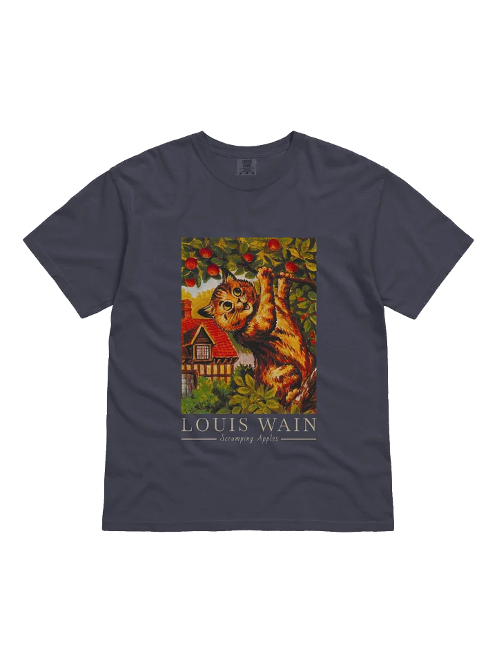 Louis Wain Cat T-Shirt – Scrumping Apples Vintage Art Relaxed Fit Heavyweight Unisex Cotton T-Shirt product image (2)