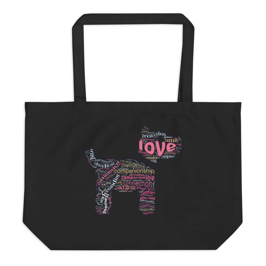 Dog Love in Words Large Eco Organic Cotton Twill Tote Bag product image (1)