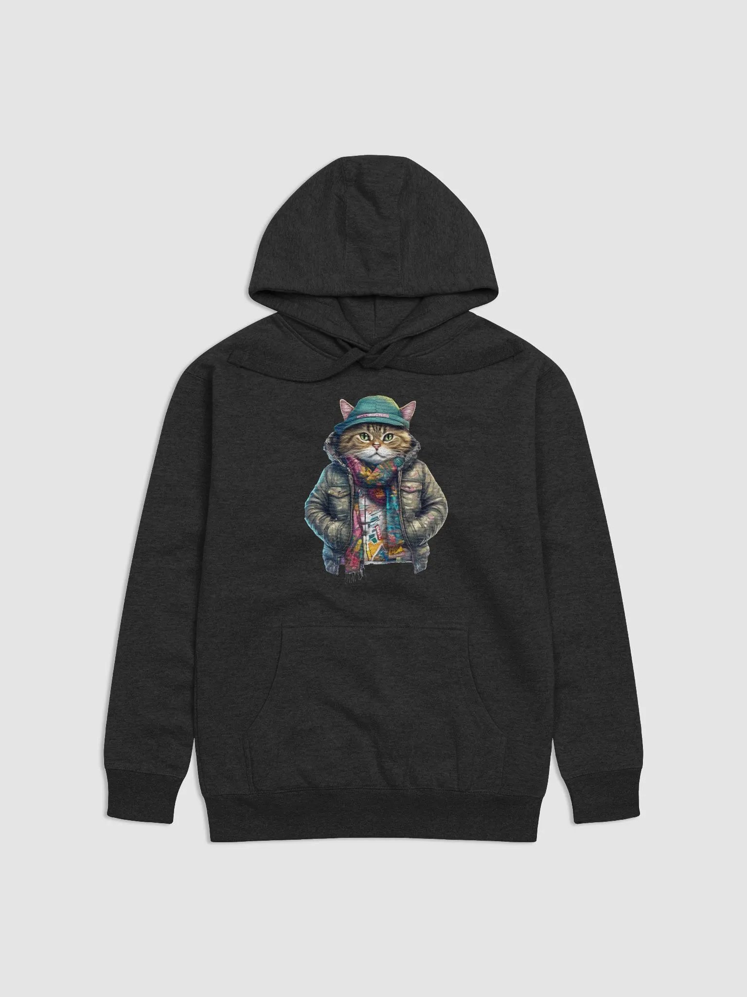cute street cat wearing a jacket and hat Hoodie product image (1)