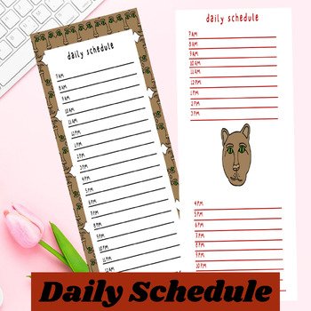 Animal Cartoon Cougar Themed Printable Stationery Set| Notepad| Daily Schedule| product image (2)