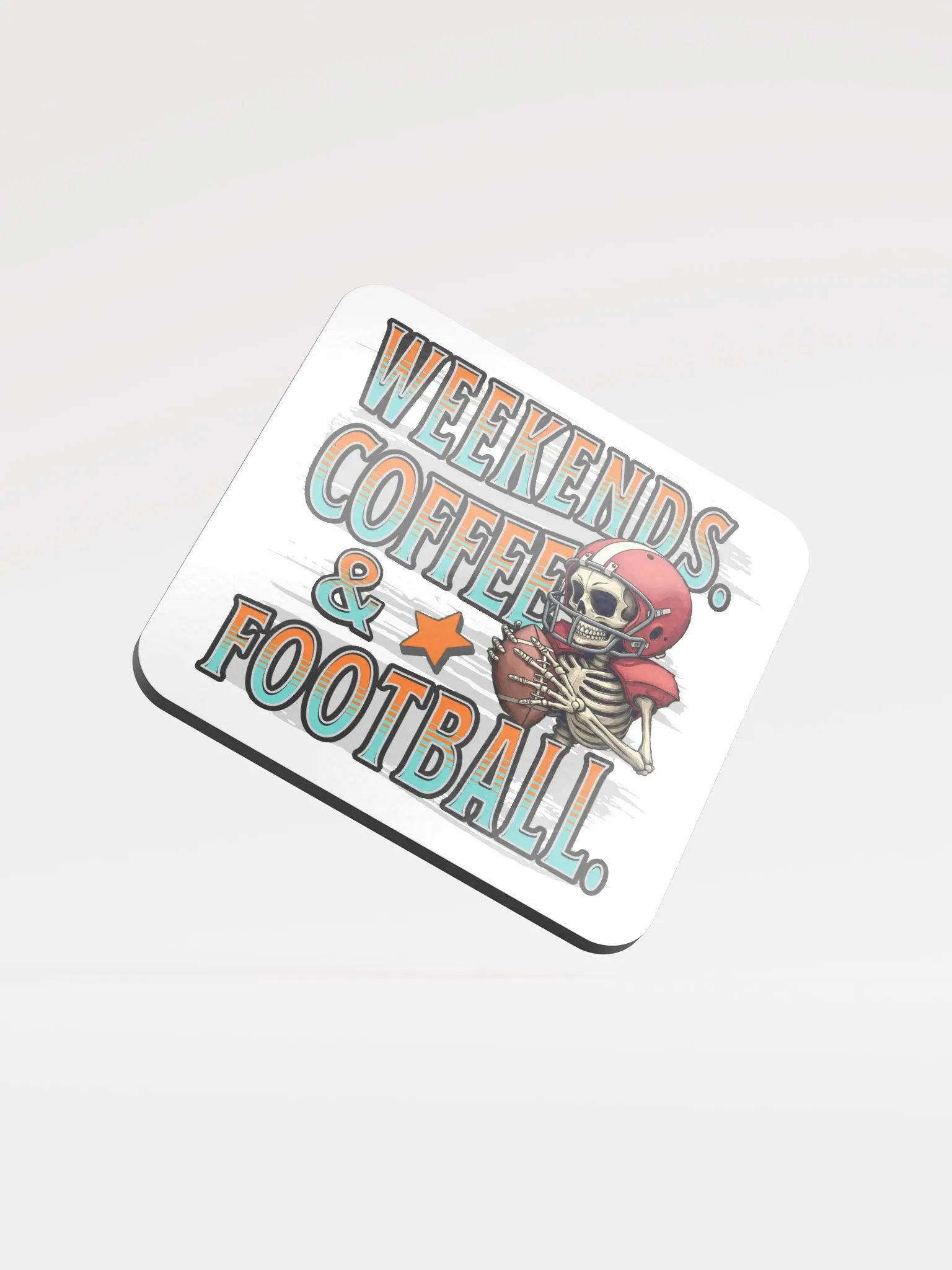 Weekends Coffee And Football Skeleton Warrior Cork Coaster product image (2)
