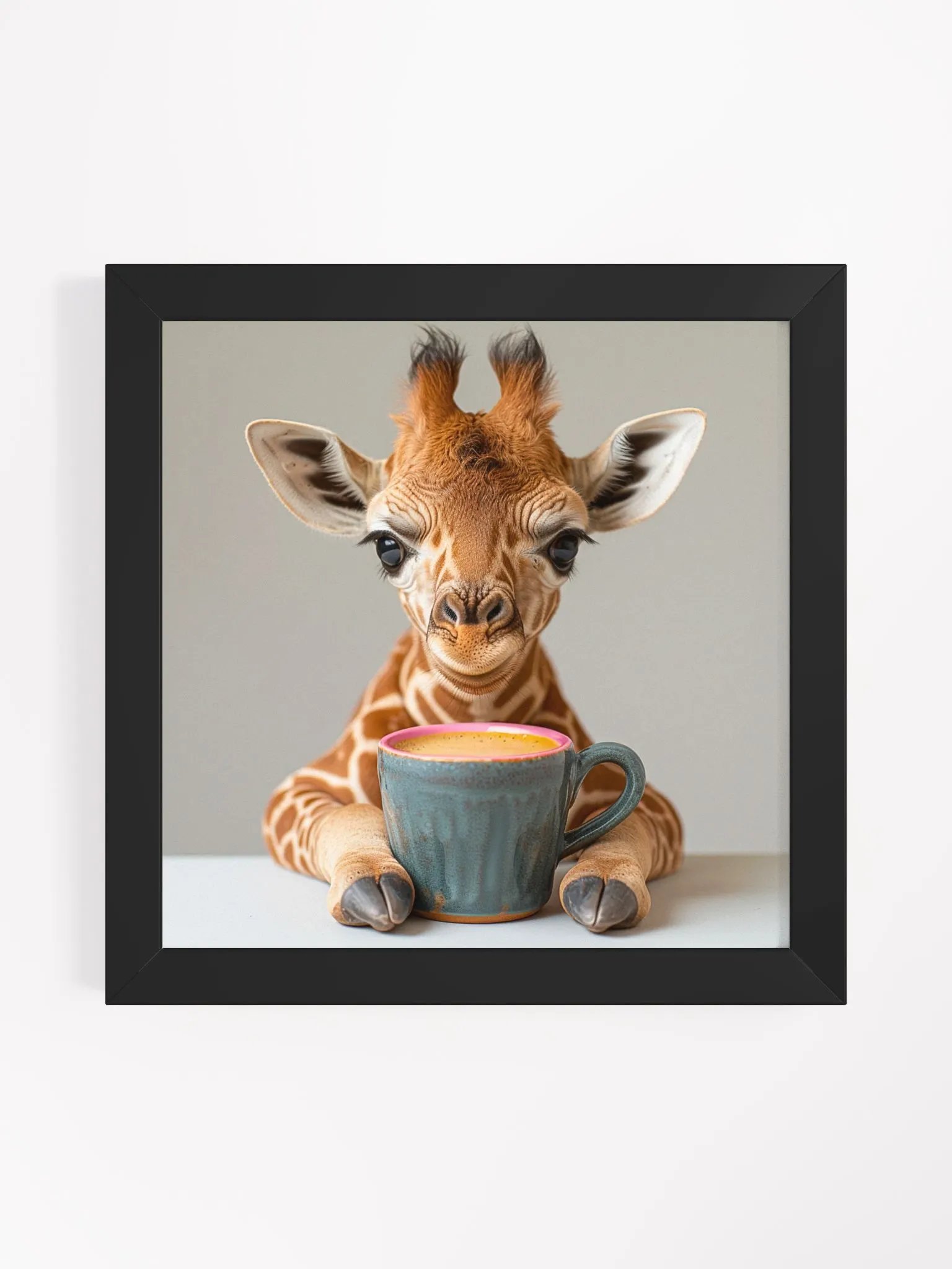 Coffee Lover Cute Baby Giraffe Wall Art product image (6)