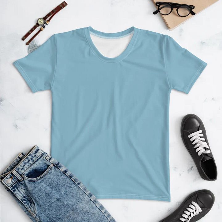 Plain Light Blue Soft Summer Women's Crewneck Polyester Heavyweight Premium T-Shirt by Treasure Pie product image (1)