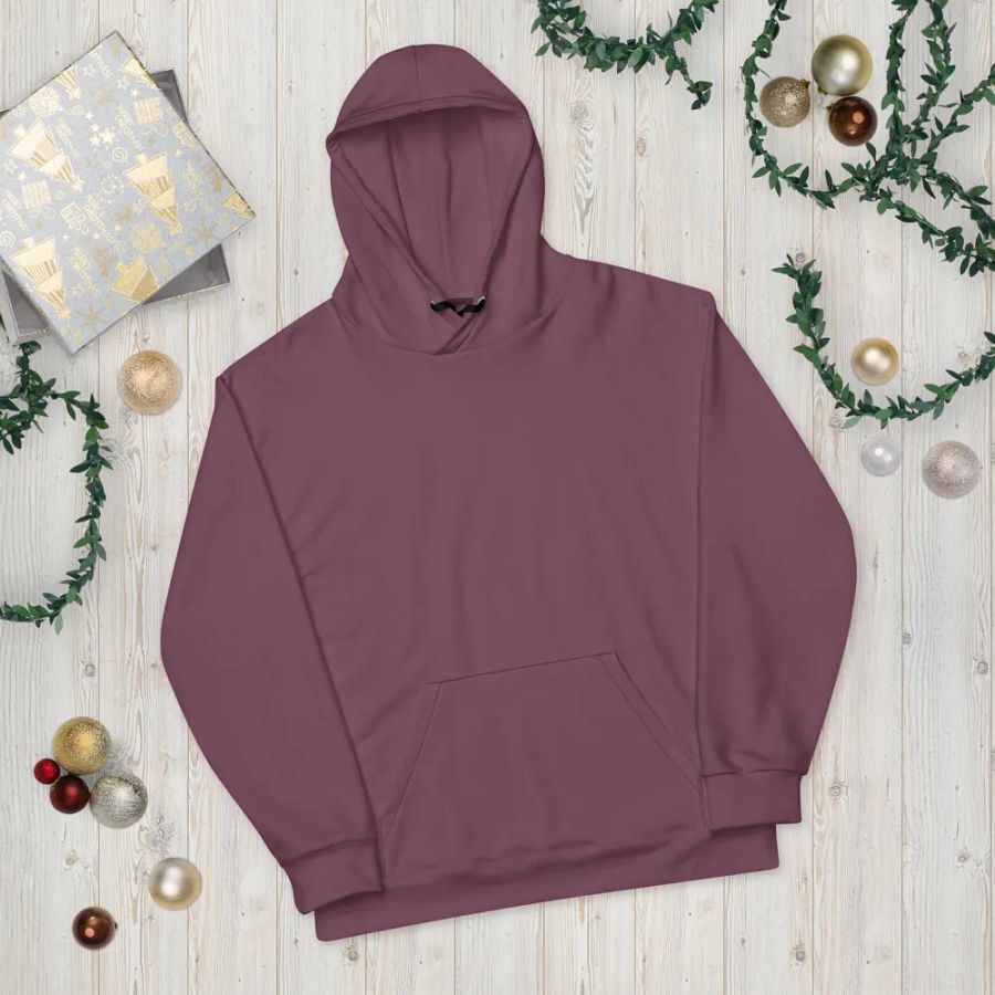 Plain Deep Purplish Red Soft Summer Unisex Recycled Polyester Heavyweight Premium Hoodie by Treasure Pie product image (11)