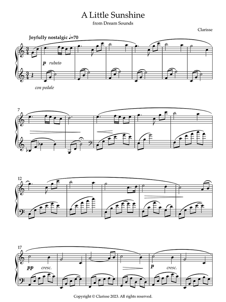 A Little Sunshine - Sheet Music product image (1)