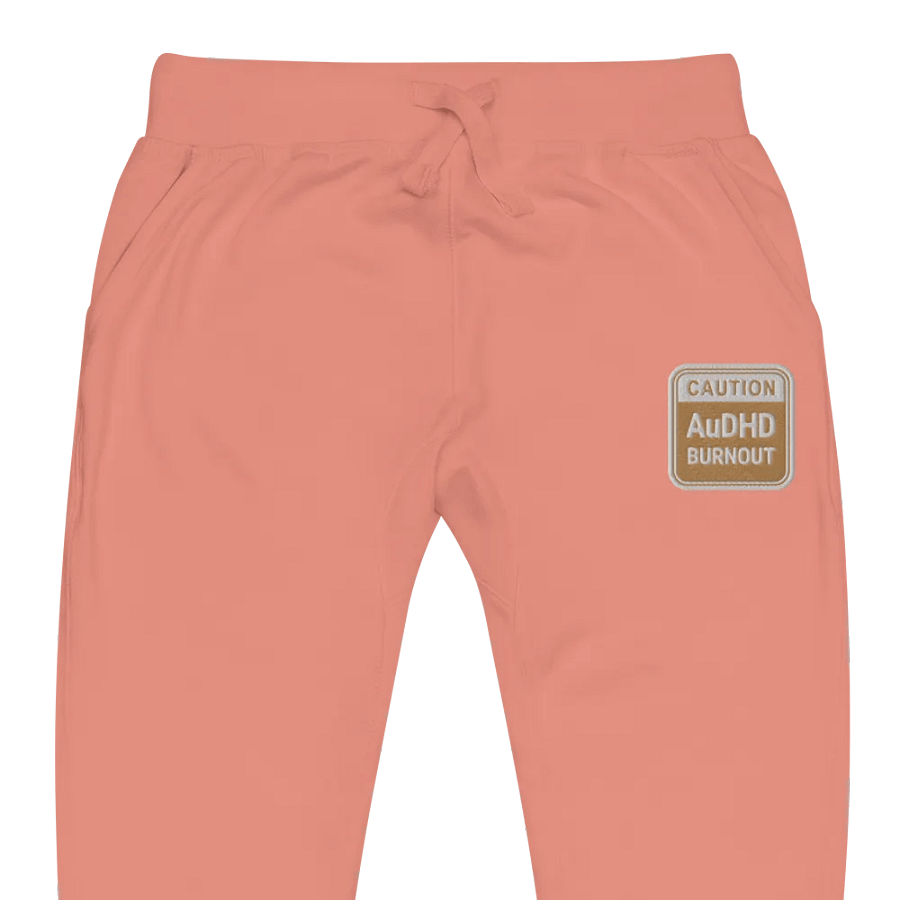 CAUTION: AuDHD BURNOUT (brass design) embroidered unisex joggers product image (1)