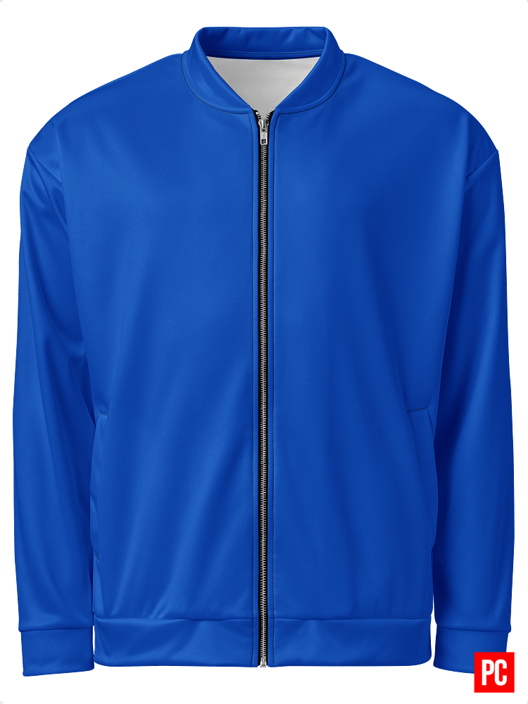 Plain Color Absolute Blue Bomber Jacket product image (1)