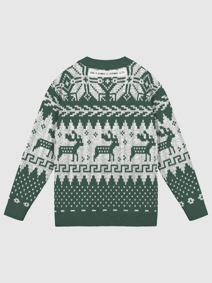 Winter Snow & Deer Pine and White Blue V-Neck Knit Sweater product image (10)