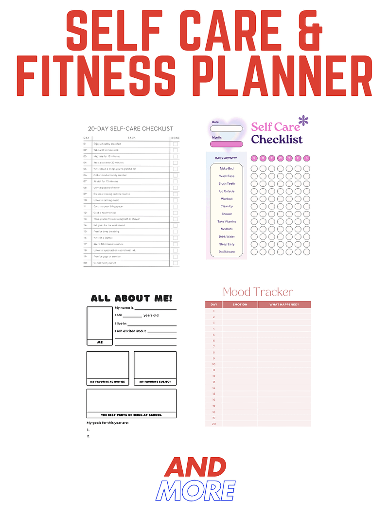 Editable Self Care & Fitness Planner