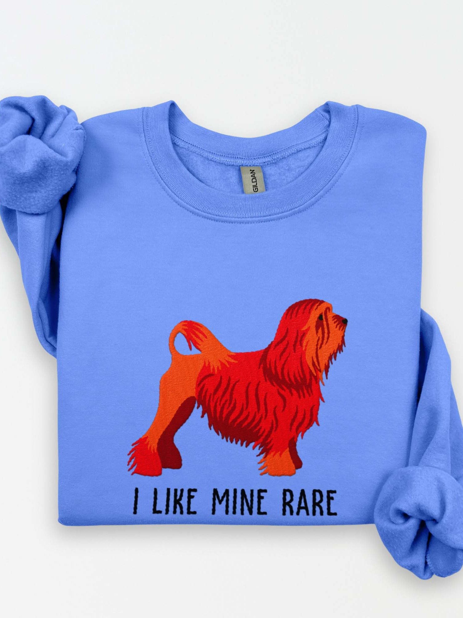 I Like Mine Rare Sweatshirt (Embroidered) of a Löwchen(Red) product image (1)