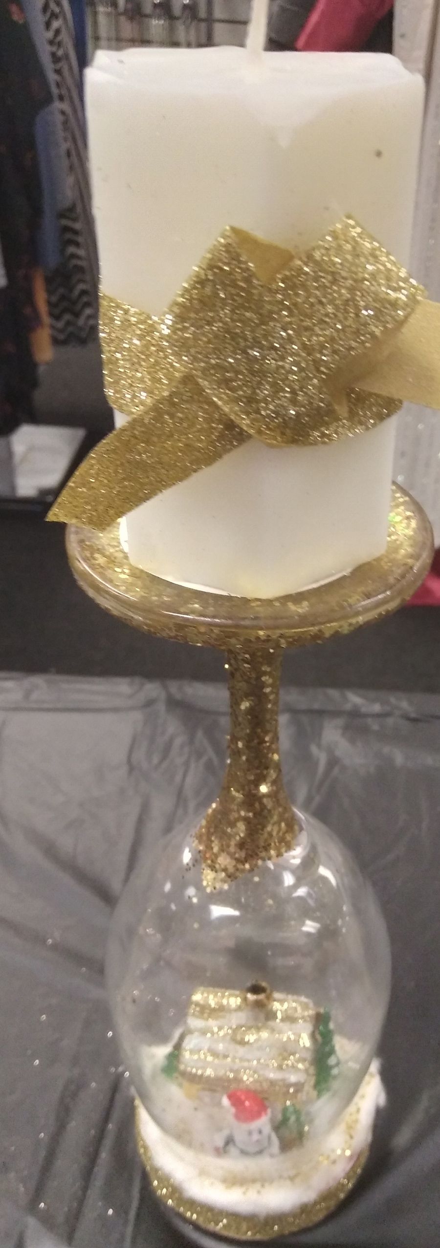 Upside Down Champagne Pillar Christmas Candleholder product image (2)
