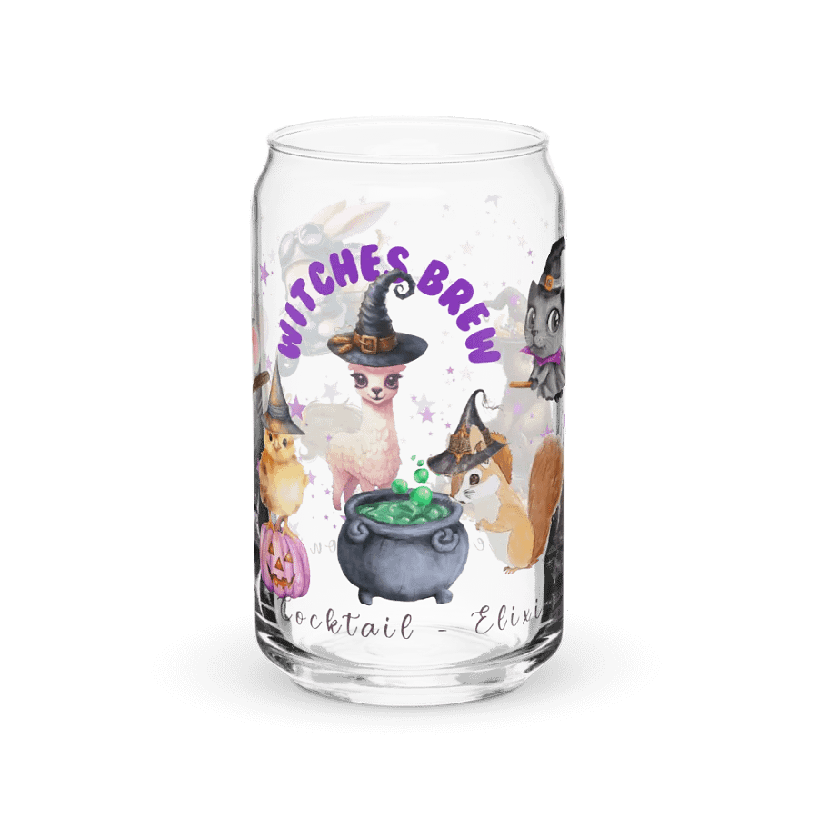 Witches Brew Coven: The Enchanted Gathering Glass Can Tumbler | 16oz | Optional Bamboo Lid & Straw product image (5)
